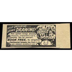 Continental Schools Print Ad Vintage 1963 Drawing Art Illustration Dreaming